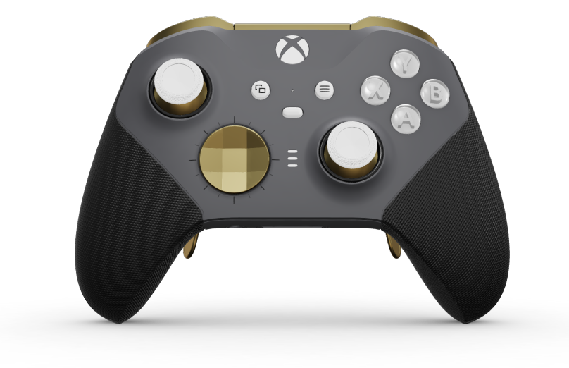 Xbox Elite Wireless Controller Series 2 - Core - Body: Storm Gray + Rubberised Grips, D-pad: Faceted, Hero Gold (Metal), Back: Storm Gray + Rubberised Grips