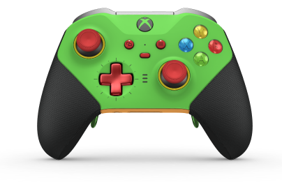 Xbox Elite Wireless Controller Series 2 - Core - Body: Velocity Green + Rubberized Grips, D-pad: Cross, Pulse Red (Metal), Back: Soft Orange + Rubberized Grips
