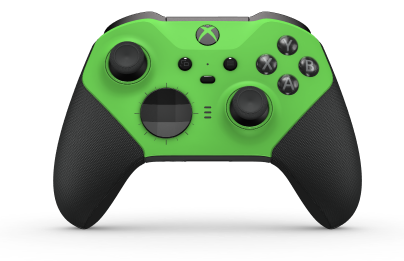 Xbox Elite Wireless Controller Series 2 - Core - Text: Velocity Green + Rubberized Grips, D-Pad: Facetten, Carbon Black (Metall), Zurück: Carbon Black + Rubberized Grips