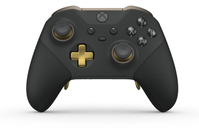 Bezprzewodowy kontroler Xbox Elite Series 2 — Core - Body: Carbon Black + Rubberized Grips, D-pad: Cross, Gold Matte (Metal), Back: Carbon Black + Rubberized Grips