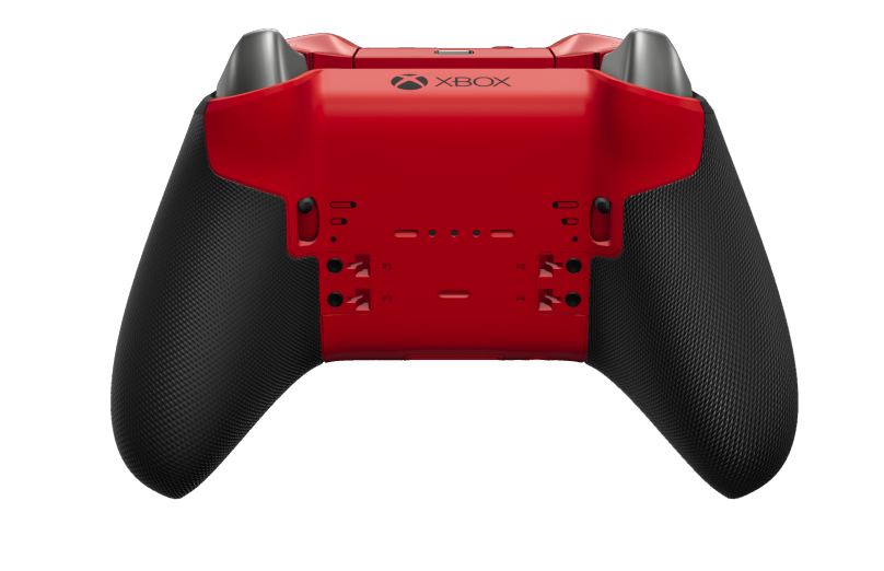 Xbox Elite Wireless Controller Series 2 - Core - Corps: Pulse Red + poignées caoutchoutées, BMD: Plus, Bright Silver (métal), Arrière: Pulse Red + poignées caoutchoutées
