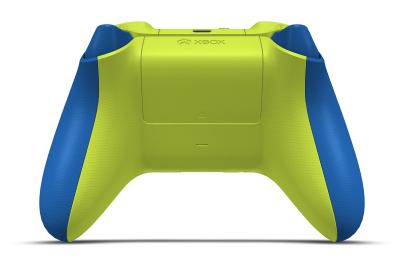 Controller with Shock Blue body, Electric Volt D-pad, and Electric Volt thumbsticks - back view