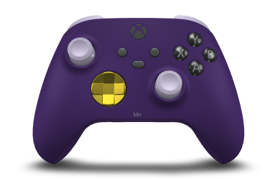 Controller with Astral Purple body, Lightning Yellow (Metallic) D-pad, and Soft Purple thumbsticks - front view