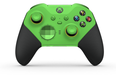Xbox Elite ワイヤレスコントローラー シリーズ 2 - Core - Behuizing voorzijde: Velocity-groen + rubberen handvatten, D-pad: Facet, Velocity Green (Metal), Behuizing achterzijde: Velocity-groen + rubberen handvatten