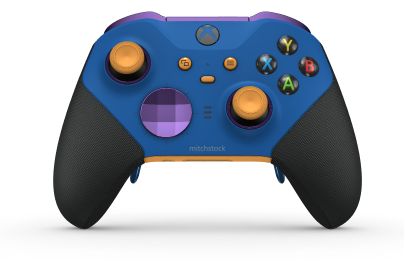 Xbox Elite Wireless Controller Series 2 - Core - Corpo: Azul Choque + Pegas em Borracha, Botão Direcional: Faceta, Roxo Astral (Metal), Traseira: Laranja Suave + Pegas em Borracha