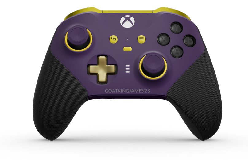 Xbox Elite Wireless Controller Series 2 - Core - Corps: Astral Purple + poignées caoutchoutées, BMD: Croix, Hero Gold (métal), Arrière: Astral Purple + poignées caoutchoutées
