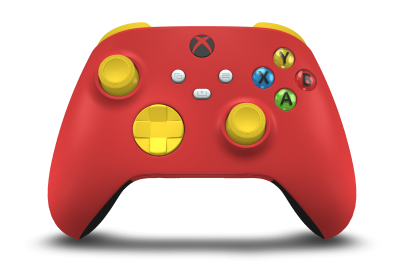 Xbox Wireless Controller - Hoofdtekst: Pulsrood, D-Pads: Lighting Yellow, Duimsticks: Lighting Yellow