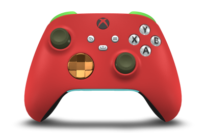 Xbox Wireless Controller - Hoofdtekst: Pulsrood, D-Pads: Zachtoranje (metallic), Duimsticks: Nachtelijk groen