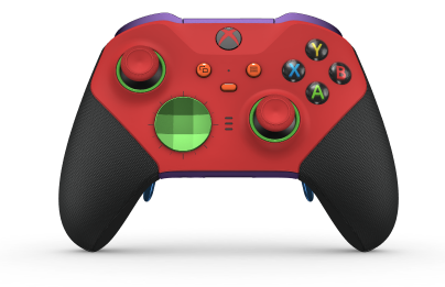 Xbox Elite Wireless Controller Series 2 - Core - Body: Pulse Red + Rubberized Grips, D-pad: Facet, Velocity Green (Metal), Back: Astral Purple + Rubberized Grips