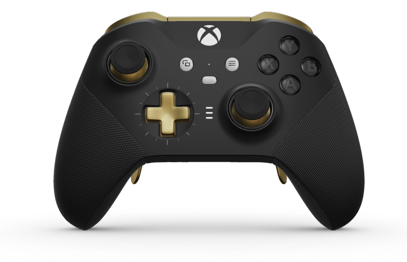 Xbox Elite Wireless Controller Series 2 - Core - Body: Carbon Black + Rubberized Grips, D-pad: Cross, Hero Gold (Metal), Back: Carbon Black + Rubberized Grips
