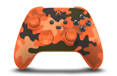 Xbox Wireless Controller - Body: Blaze Camo, D-Pads: Zest Orange, Thumbsticks: Zest Orange