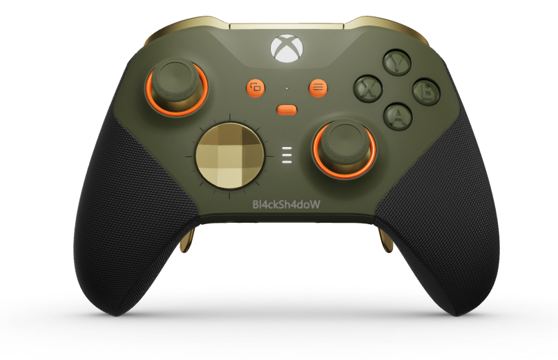 Xbox Elite Wireless Controller Series 2 – Core - Body: Nocturnal Green + Rubberized Grips, D-pad: Faceted, Hero Gold (Metal), Back: Nocturnal Green + Rubberized Grips