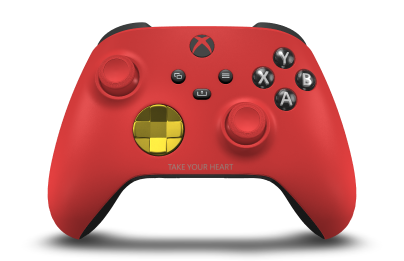 Xbox Wireless Controller - Corpo: Vermelho Forte, Botões Direcionais: Amarelo Relâmpago (Metálico), Manípulos Analógicos: Vermelho Forte