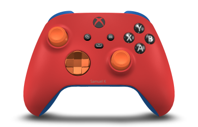 Xbox Wireless Controller - Hoofdtekst: Pulse Red, D-Pads: Zest-oranje (metallic), Duimsticks: Zest-oranje