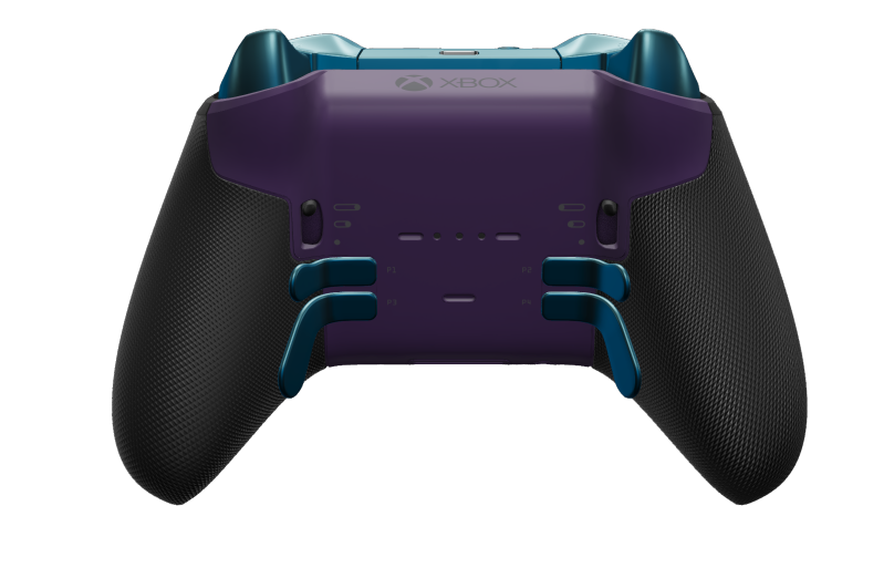 Xbox Elite Wireless Controller Series 2 - Core - Behuizing voorzijde: Astralpaars + rubberen handvatten, D-pad: Gefacetteerd, mineraalblauw (metaal), Behuizing achterzijde: Astralpaars + rubberen handvatten