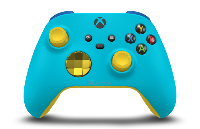 Xbox Wireless Controller - Corps: Dragonfly Blue, BMD: Lightning Yellow (métallique), Joysticks: Lightning Yellow