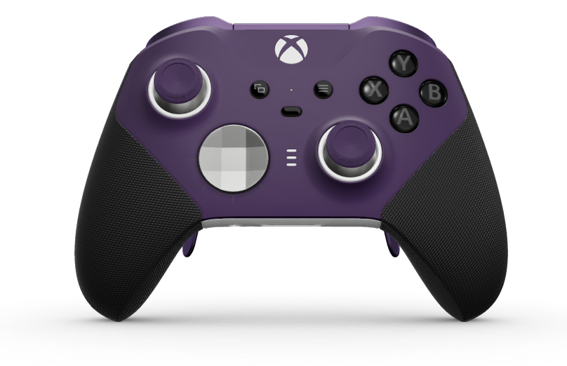 Xbox Elite Wireless Controller Series 2 - Core - Hoveddel: Astrallilla + gummigreb, D-blok: Facetteret, lys sølvfarvet (metal), Bagside: Robothvid + gummigreb