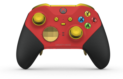 Xbox Elite Wireless Controller Series 2 - Core - Body: Pulse Red + Rubberized Grips, D-pad: Facet, Gold Matte (Metal), Back: Pulse Red + Rubberized Grips