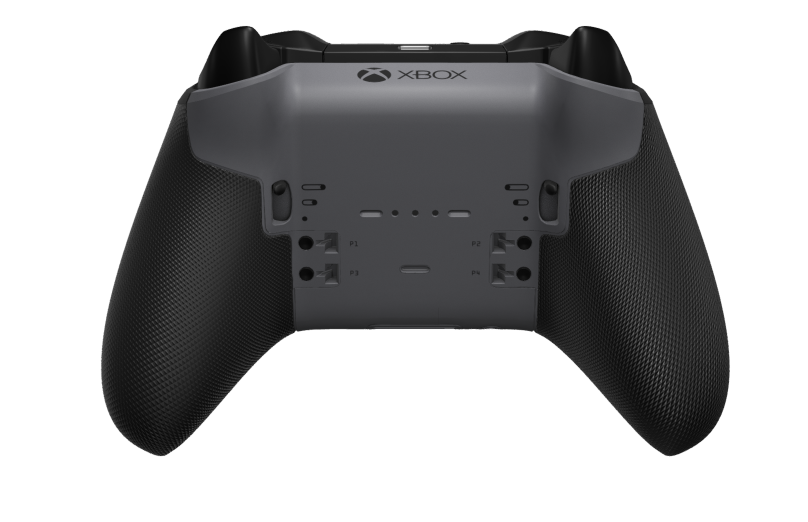 Xbox Elite Wireless Controller Series 2 – Core - Hoveddel: Stormgrå + gummigreb, D-blok: Facetteret, kulsort (metal), Bagside: Stormgrå + gummigreb