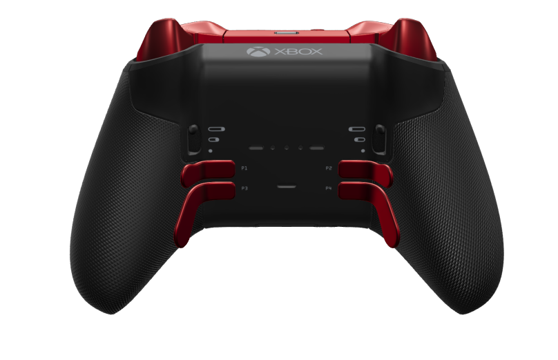 Xbox Elite Wireless Controller Series 2 - Core - Hoveddel: Kulsort + gummigreb, D-blok: Facetteret, rød (metal), Bagside: Kulsort + gummigreb