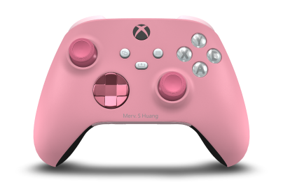 Xbox draadloze controller - Hoveddel: Retropink, D-blokke: Retropink (metallisk), Thumbsticks: Dyb pink