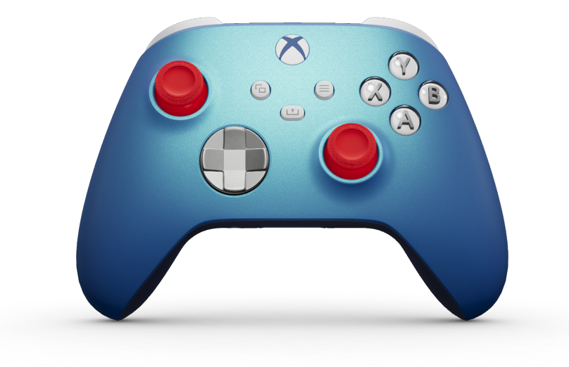 Xbox Wireless Controller - Hoofdtekst: Aqua Shift, D-Pads: Helder zilver (metallic), Duimsticks: Pulse Red