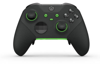 Xbox Elite Wireless Controller Series 2 - Core - Body: Carbon Black + Rubberized Grips, D-pad: Facet, Carbon Black (Metal), Back: Velocity Green + Rubberized Grips