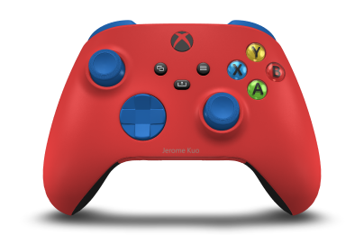 Xbox 無線控制器 - Body: Pulse Red, D-Pads: Shock Blue, Thumbsticks: Shock Blue