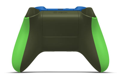 Controller with Velocity Green body, Shock Blue D-pad, and Nocturnal Green thumbsticks - back view