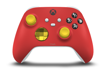 Xbox Wireless Controller - Body: Pulse Red, D-Pads: Lightning Yellow (Metallic), Thumbsticks: Lighting Yellow