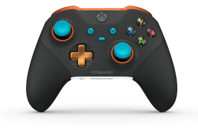 Xbox Elite Wireless Controller Series 2 - Core - Body: Carbon Black + Rubberized Grips, D-pad: Cross, Soft Orange (Metal), Back: Robot White + Rubberized Grips