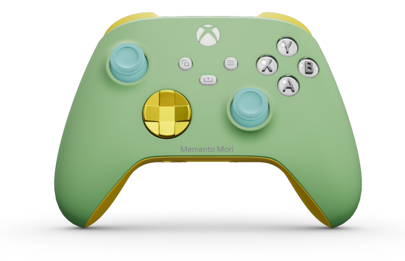 Xbox ワイヤレス コントローラー - Corps: Soft Green, BMD: Lightning Yellow (métallique), Joysticks: Glacier Blue
