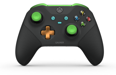 Xbox Elite Wireless Controller Series 2 – Core - Body: Carbon Black + Rubberized Grips, D-pad: Cross, Soft Orange (Metal), Back: Carbon Black + Rubberized Grips