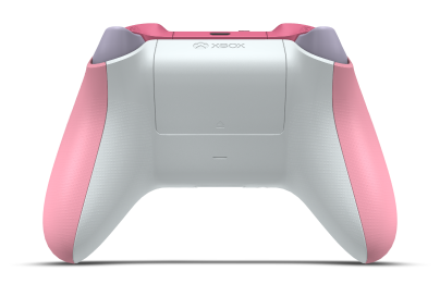 Controller with Retro Pink body, Soft Pink (Metallic) D-pad, and Glacier Blue thumbsticks - back view