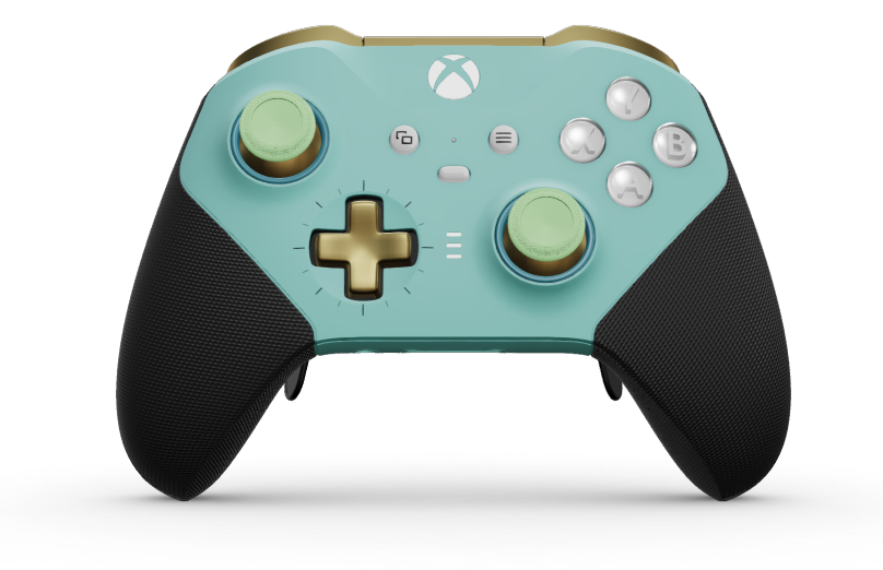 Xbox Elite Wireless Controller Series 2 - Core - 本體: 冰河藍 + 橡膠握把, 方向鍵: 十字形，英雄金 (金屬), 背面: 冰河藍 + 橡膠握把