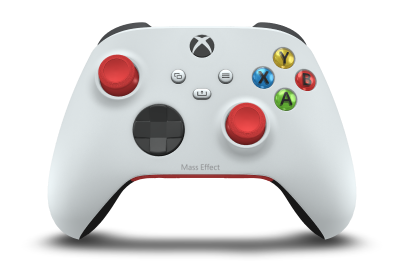 Mando inalámbrico Xbox - Corpo: Branco Robot, Botões Direcionais: Preto Carbono, Manípulos Analógicos: Vermelho Forte