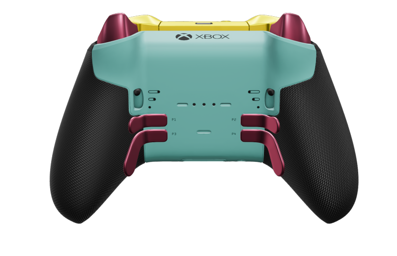 Xbox Elite Wireless Controller Series 2 - Core - Corps: Glacier Blue + poignées caoutchoutées, BMD: À facettes, Soft Orange (métal), Arrière: Glacier Blue + poignées caoutchoutées