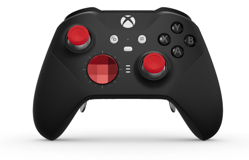 Xbox Elite Wireless Controller Series 2 - Core - Text: Carbon Black + gummierte Griffe, D-Pad: Facettiert, Pulse Red (Metall), Zurück: Carbon Black + gummierte Griffe