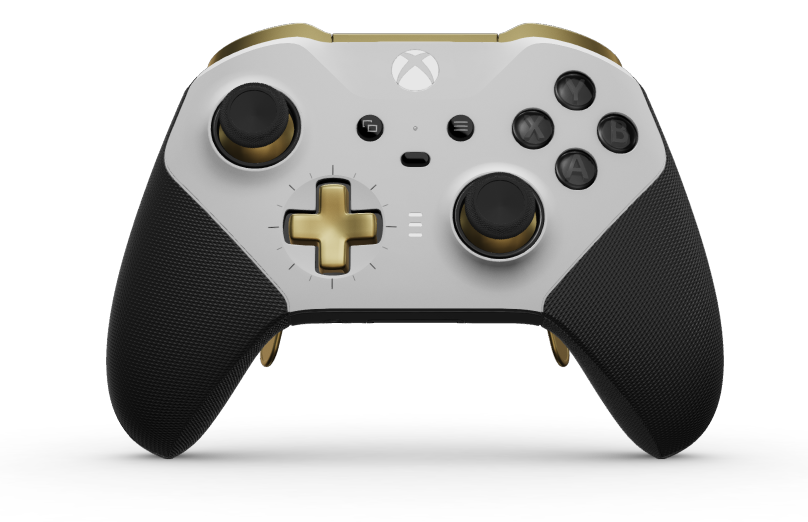 Xbox Elite Wireless Controller Series 2 - Core - Body: Robot White + Rubberized Grips, D-pad: Cross, Hero Gold (Metal), Back: Carbon Black + Rubberized Grips