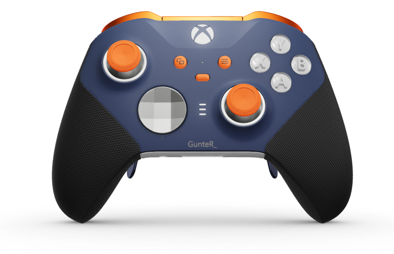 Mando inalámbrico Xbox Elite Series 2: básico - Body: Midnight Blue + Rubberized Grips, D-pad: Faceted, Bright Silver (Metal), Back: Robot White + Rubberized Grips