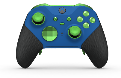 Xbox Elite Wireless Controller Series 2 - Core - Behuizing voorzijde: Shockblauw + rubberen handvatten, D-pad: Facet, Velocity Green (Metal), Behuizing achterzijde: Shockblauw + rubberen handvatten