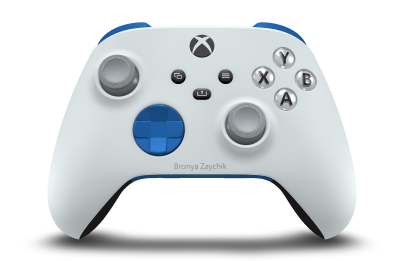 Xbox Wireless Controller - 몸체: 로봇 화이트, 방향 패드: 쇼크 블루, 엄지스틱: 애쉬 그레이