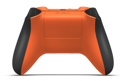 Controller with Carbon Black body, Soft Orange D-pad, and Zest Orange thumbsticks - back view