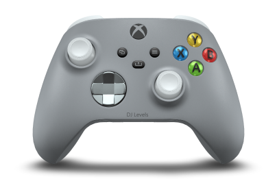 Controller with Ash Grey body, Ash Gray (Metallic) D-pad, and Robot White thumbsticks - front view