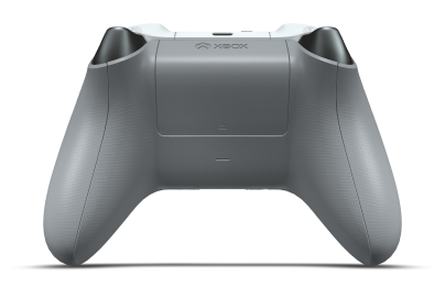 Controller with Ash Grey body, Ash Gray (Metallic) D-pad, and Robot White thumbsticks - back view