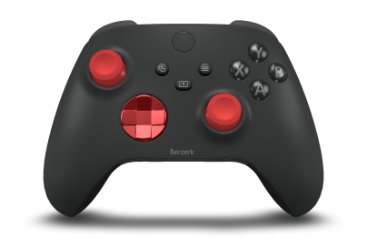 Controller con corpo Nero carbone, croce direzionale Oxide Red (Metallic) e levette Rosso battito - Vista frontale