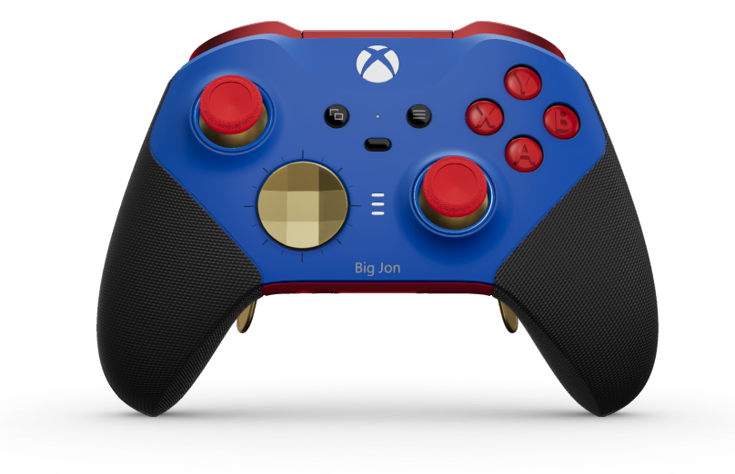 Xbox Elite Wireless Controller Series 2 - Core - Body: Shock Blue + Rubberized Grips, D-pad: Faceted, Hero Gold (Metal), Back: Pulse Red + Rubberized Grips