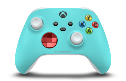 Xbox Wireless Controller - Cuerpo: Azul glaciar, Crucetas: Oxide Red (Metallic), Palancas de mando: Blanco robot