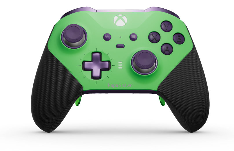 Xbox Elite Wireless Controller Series 2 - Core - Body: Velocity Green + Rubberized Grips, D-pad: Cross, Astral Purple (Metal), Back: Astral Purple + Rubberized Grips
