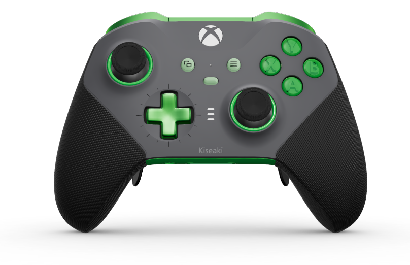 Xbox Elite ワイヤレスコントローラー シリーズ 2 - Core - Behuizing voorzijde: Stormgrijs + rubberen handvatten, D-pad: Cross, Velocity Green (Metal), Behuizing achterzijde: Velocity-groen + rubberen handvatten